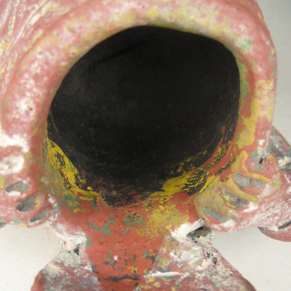 Hand Crafted Clay Figurine Pen Holder Folk Art  4.5 In Tall Rustic Ceramic - Picture 4 of 11